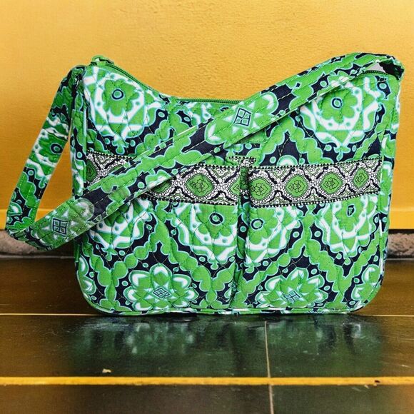 Liz & Co Quilted Green Purse Bohemian Bag Grannycore Beach Mandala Washable - Picture 7 of 16